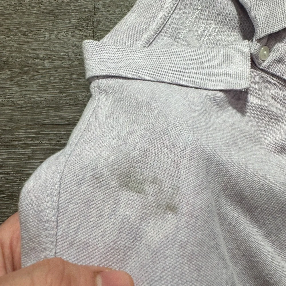 Banana Republic Polo Shirt Mens Large‎ Purple Short Sleeve Pique Organic Cotton